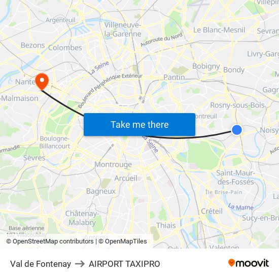 Val de Fontenay to AIRPORT TAXIPRO map