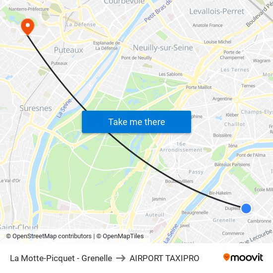 La Motte-Picquet - Grenelle to AIRPORT TAXIPRO map