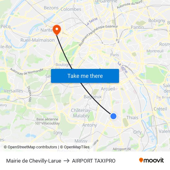 Mairie de Chevilly-Larue to AIRPORT TAXIPRO map