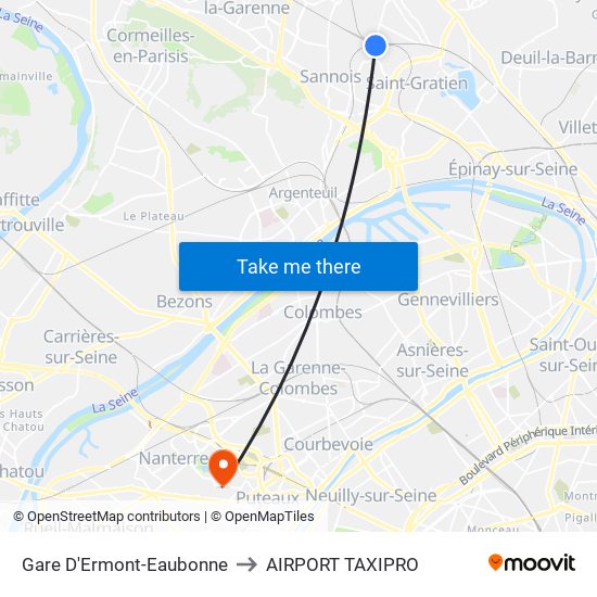 Gare D'Ermont-Eaubonne to AIRPORT TAXIPRO map