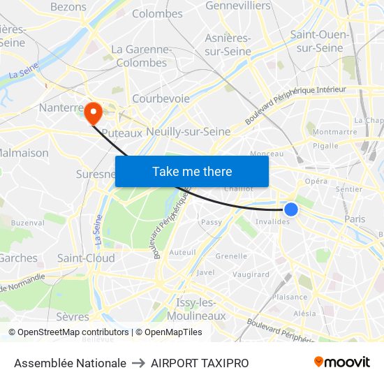 Assemblée Nationale to AIRPORT TAXIPRO map