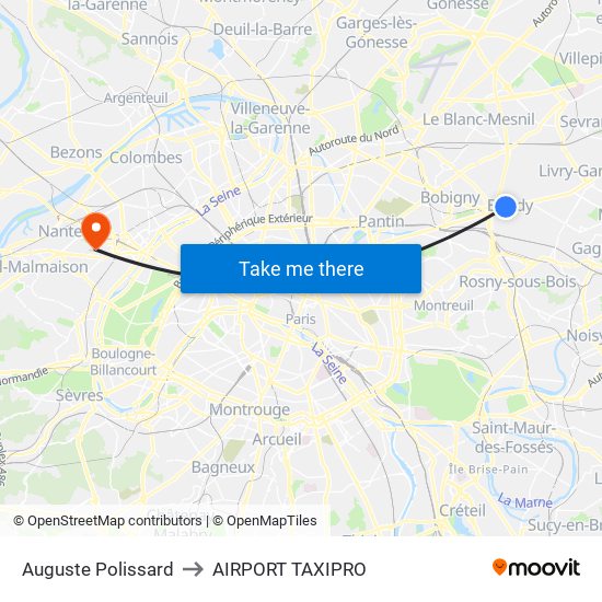 Auguste Polissard to AIRPORT TAXIPRO map