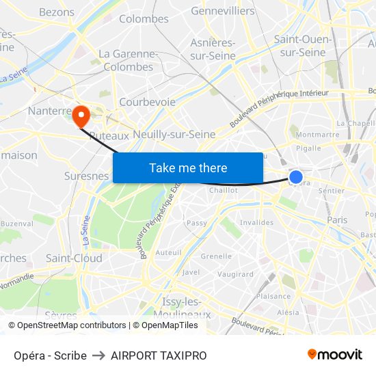 Opéra - Scribe to AIRPORT TAXIPRO map