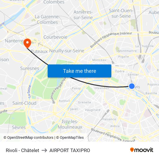 Rivoli - Châtelet to AIRPORT TAXIPRO map