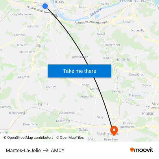 Mantes-La-Jolie to AMCY map