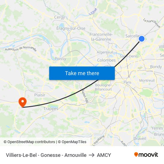 Villiers-Le-Bel - Gonesse - Arnouville to AMCY map