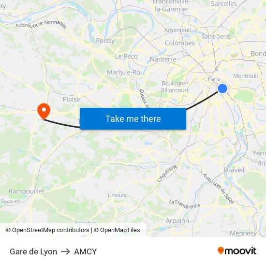 Gare de Lyon to AMCY map