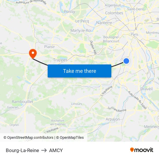 Bourg-La-Reine to AMCY map