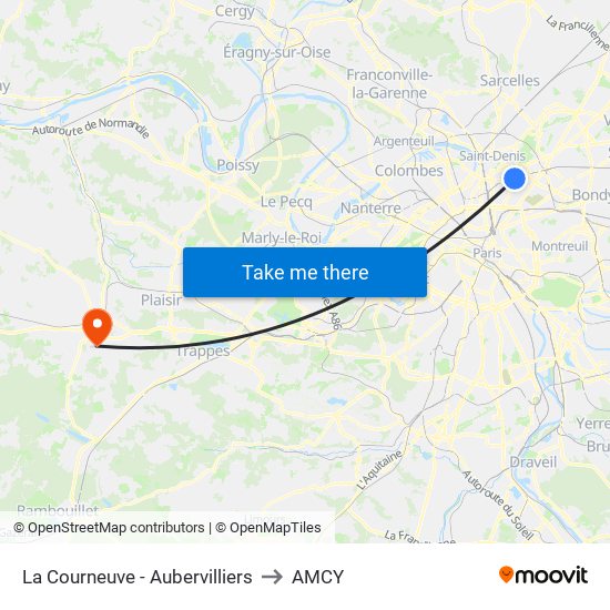 La Courneuve - Aubervilliers to AMCY map