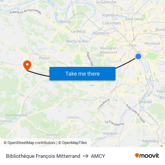 Bibliothèque François Mitterrand to AMCY map