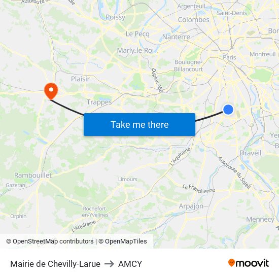 Mairie de Chevilly-Larue to AMCY map