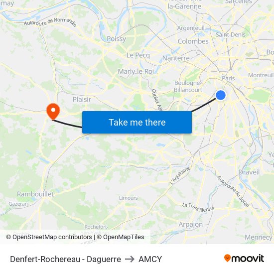 Denfert-Rochereau - Daguerre to AMCY map