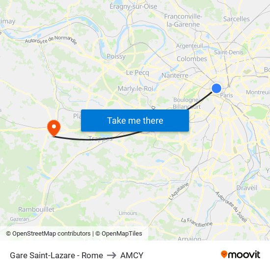 Gare Saint-Lazare - Rome to AMCY map