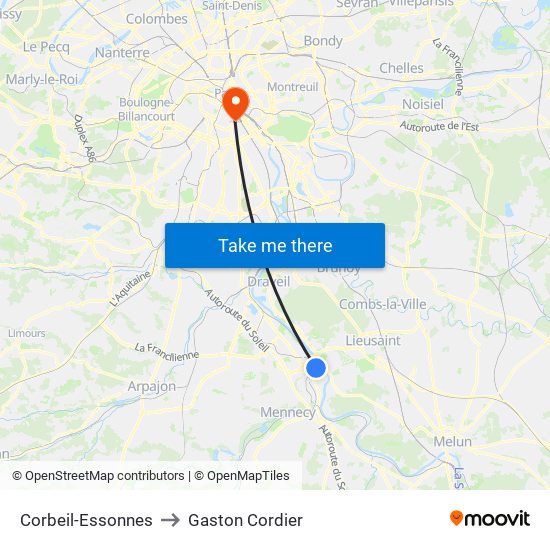 Corbeil-Essonnes to Gaston Cordier map