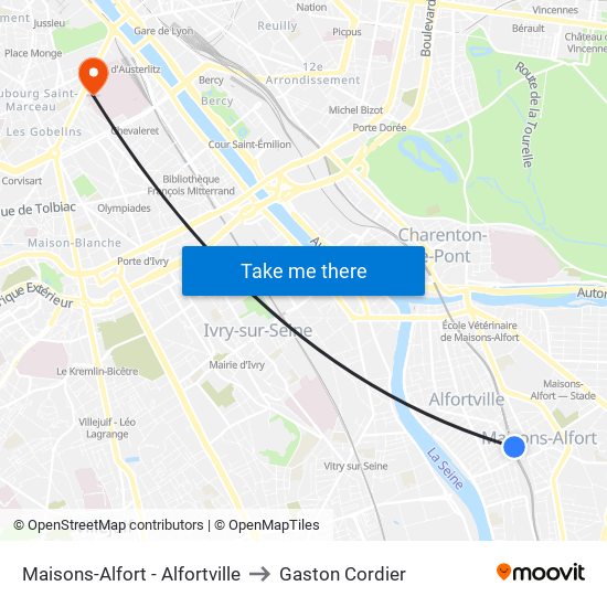 Maisons-Alfort - Alfortville to Gaston Cordier map
