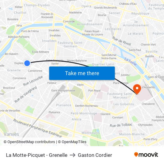 La Motte-Picquet - Grenelle to Gaston Cordier map