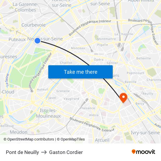 Pont de Neuilly to Gaston Cordier map