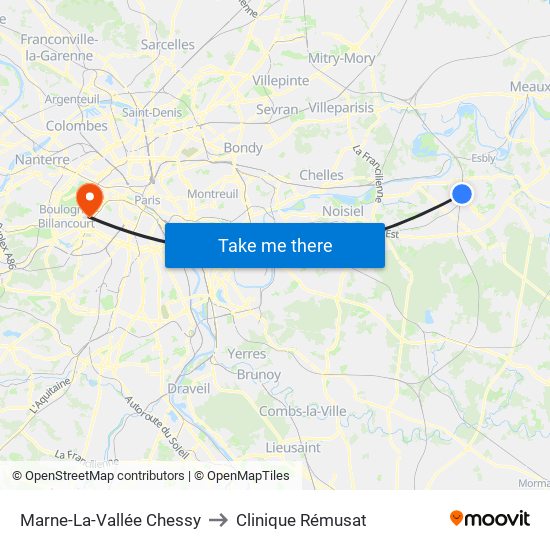 Marne-La-Vallée Chessy to Clinique Rémusat map