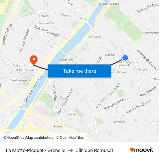 La Motte-Picquet - Grenelle to Clinique Rémusat map
