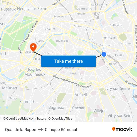 Quai de la Rapée to Clinique Rémusat map