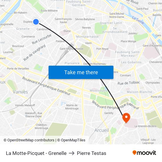 La Motte-Picquet - Grenelle to Pierre Testas map