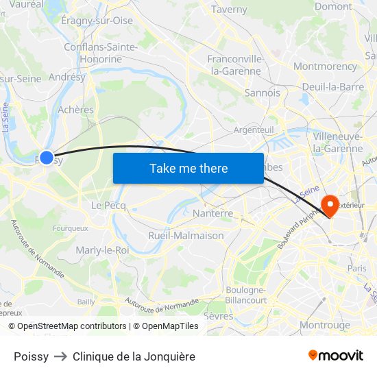 Poissy to Clinique de la Jonquière map