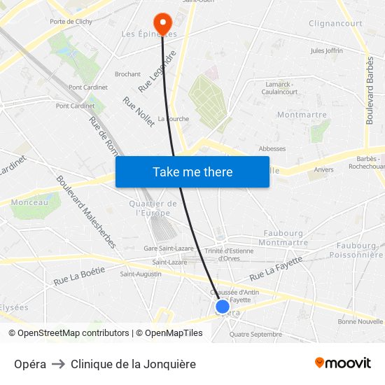 Opéra to Clinique de la Jonquière map