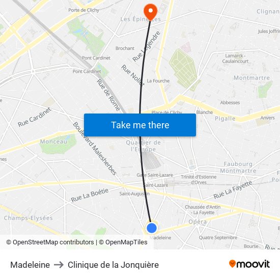 Madeleine to Clinique de la Jonquière map
