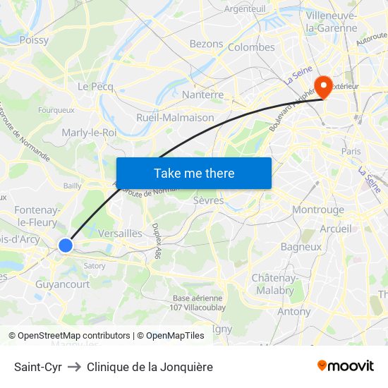Saint-Cyr to Clinique de la Jonquière map
