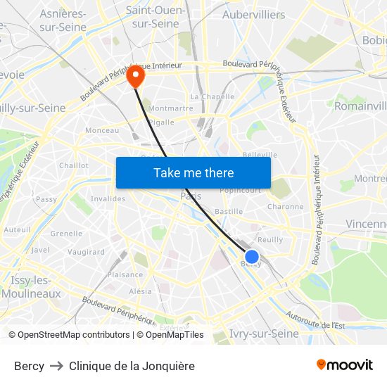 Bercy to Clinique de la Jonquière map