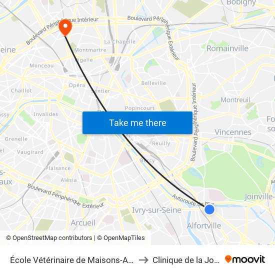 École Vétérinaire de Maisons-Alfort - Métro to Clinique de la Jonquière map