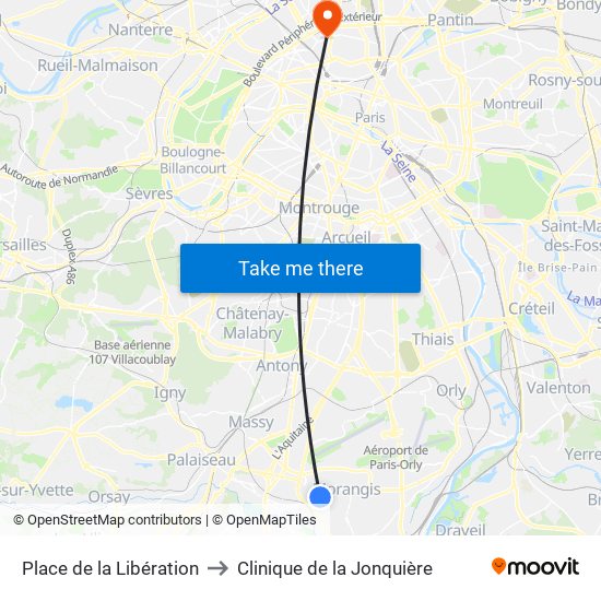 Place de la Libération to Clinique de la Jonquière map