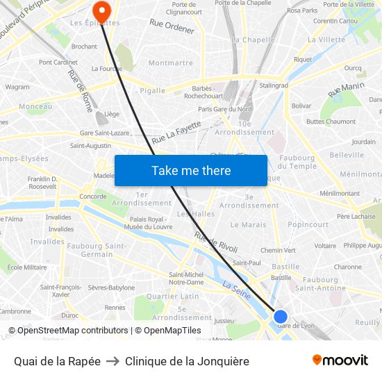 Quai de la Rapée to Clinique de la Jonquière map