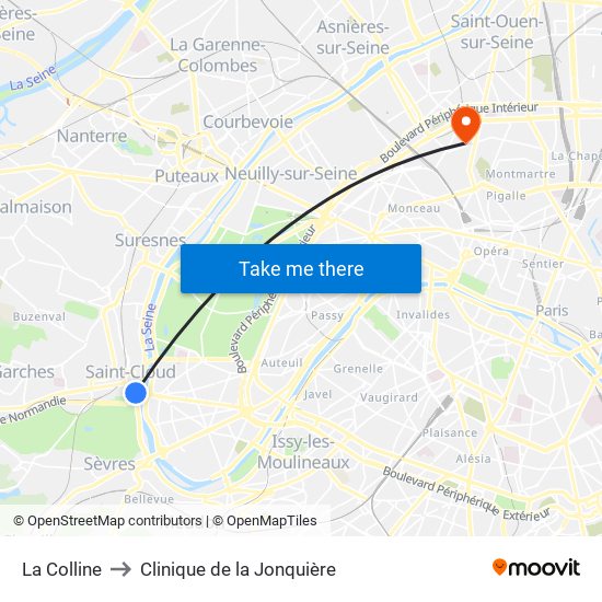 La Colline to Clinique de la Jonquière map