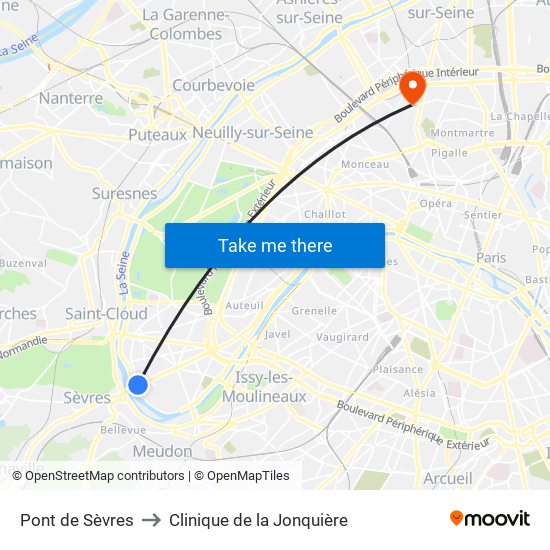 Pont de Sèvres to Clinique de la Jonquière map