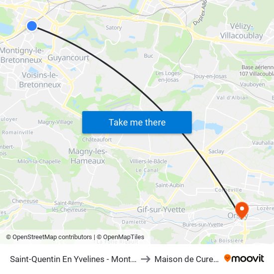 Saint-Quentin En Yvelines - Montigny-Le-Bretonneux to Maison de Cure de L'Yvette map