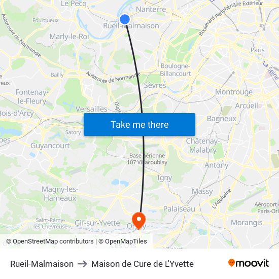 Rueil-Malmaison to Maison de Cure de L'Yvette map