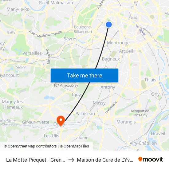 La Motte-Picquet - Grenelle to Maison de Cure de L'Yvette map
