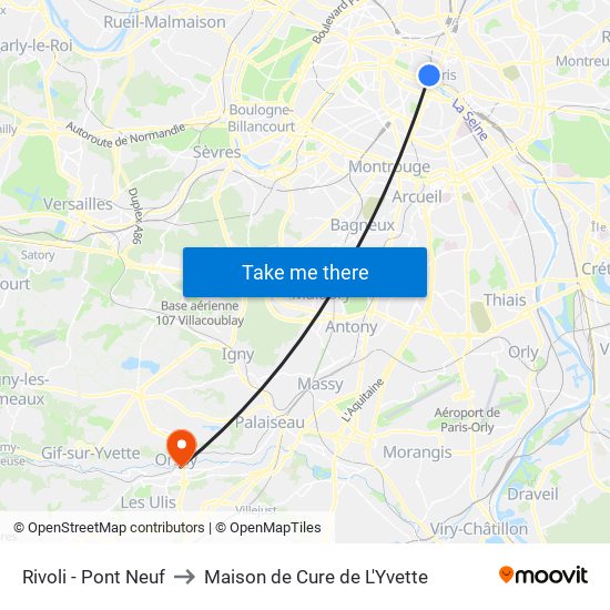 Rivoli - Pont Neuf to Maison de Cure de L'Yvette map