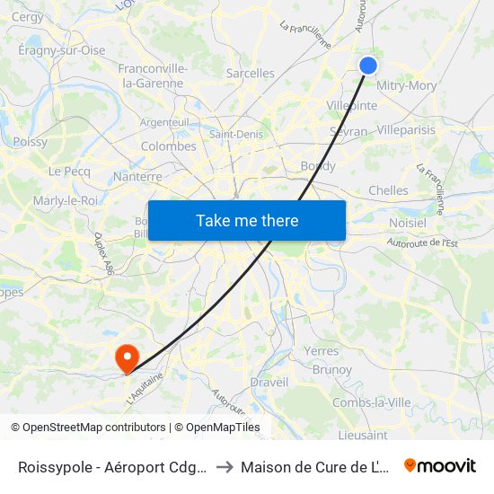 Roissypole - Aéroport Cdg1 (G1) to Maison de Cure de L'Yvette map