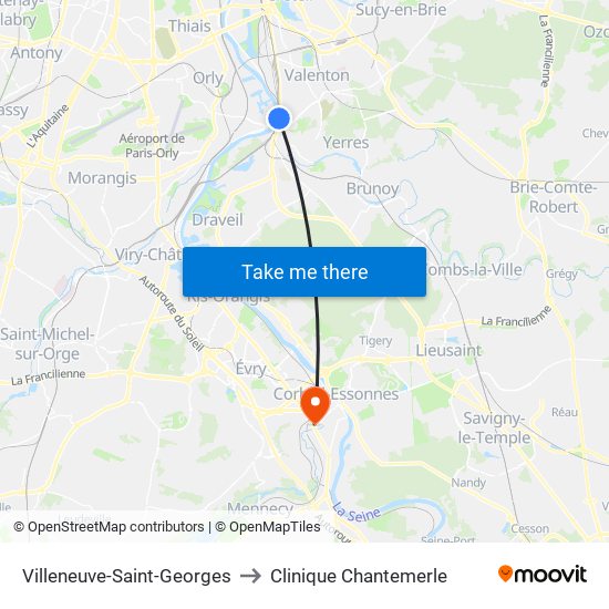 Villeneuve-Saint-Georges to Clinique Chantemerle map