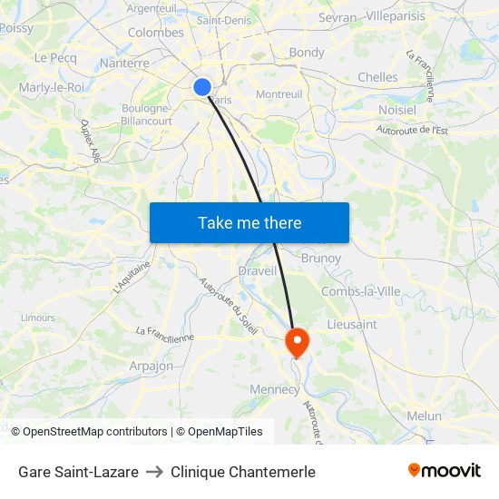 Gare Saint-Lazare to Clinique Chantemerle map