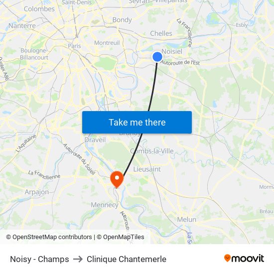 Noisy - Champs to Clinique Chantemerle map