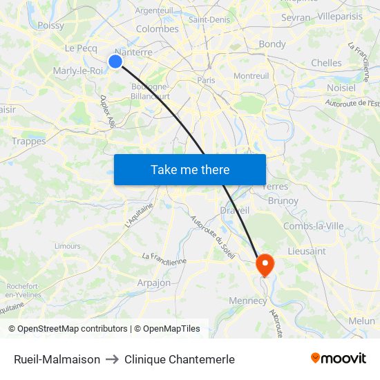 Rueil-Malmaison to Clinique Chantemerle map