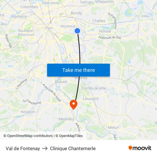 Val de Fontenay to Clinique Chantemerle map