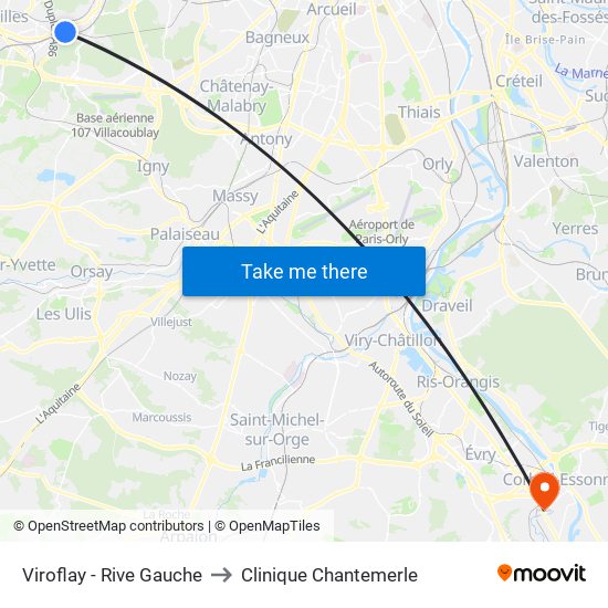 Viroflay - Rive Gauche to Clinique Chantemerle map