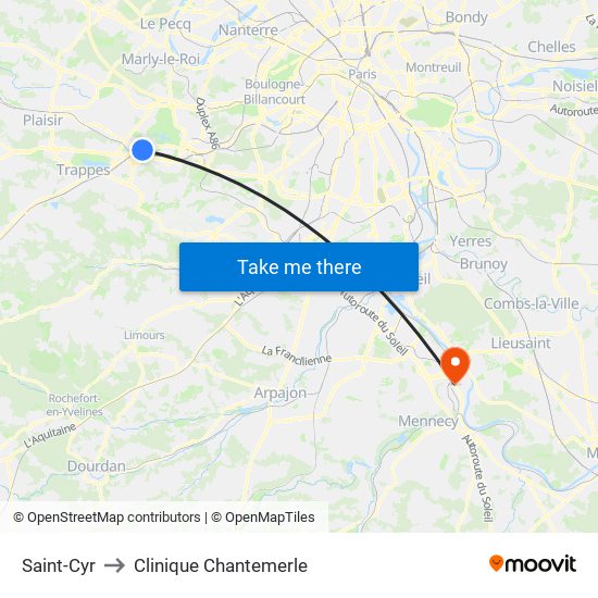 Saint-Cyr to Clinique Chantemerle map