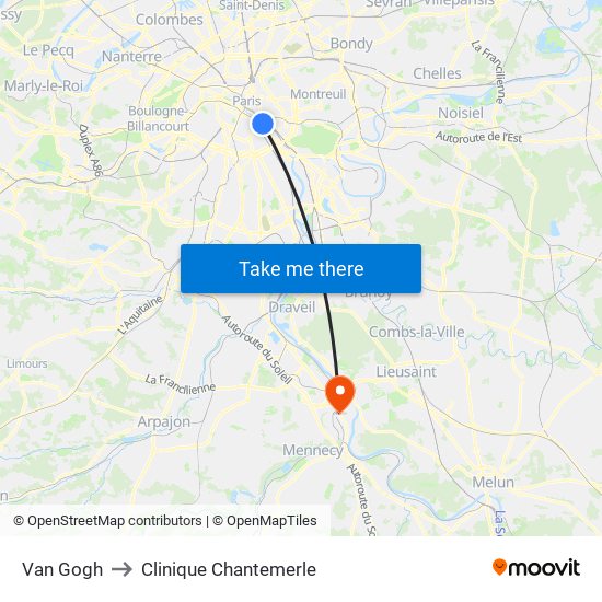 Van Gogh to Clinique Chantemerle map