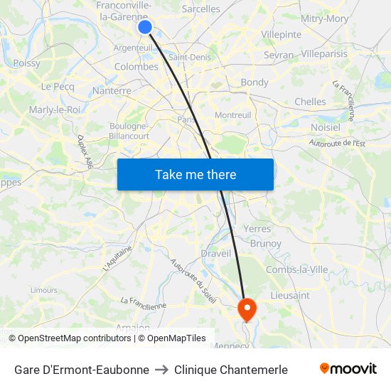 Gare D'Ermont-Eaubonne to Clinique Chantemerle map