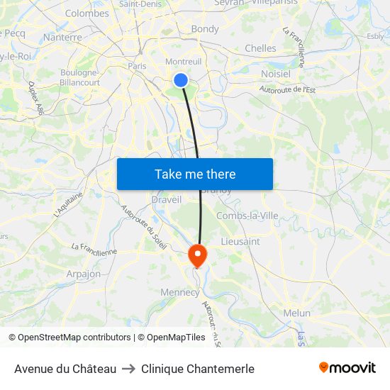Avenue du Château to Clinique Chantemerle map